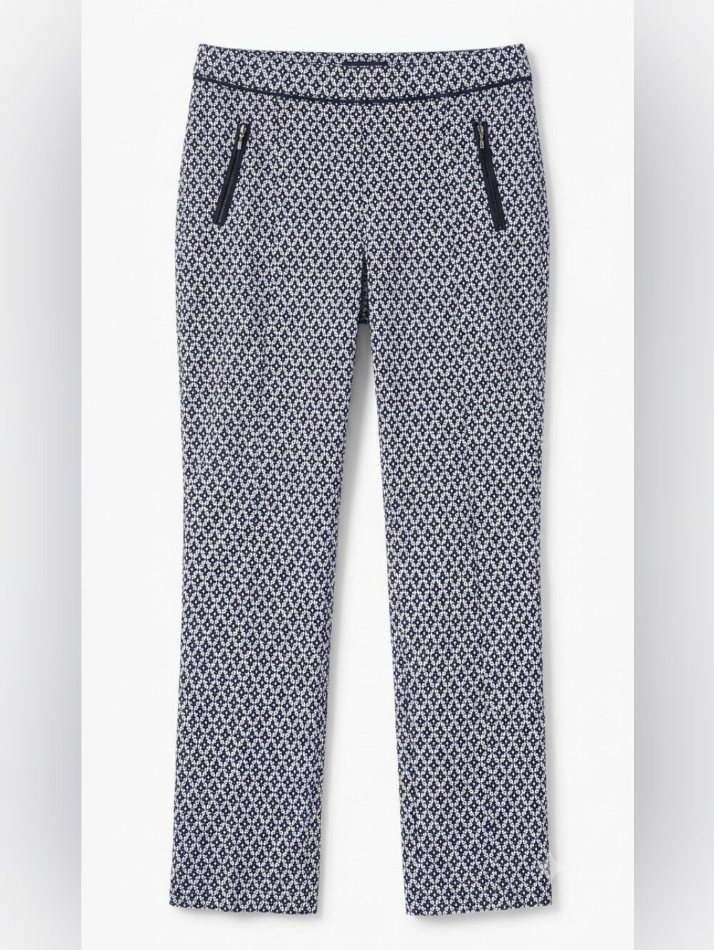 89th & Madison Navy and White Geometric Slim Pants Size S